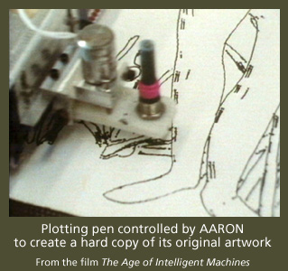 AARON controlling a plotting pen to create original artwork